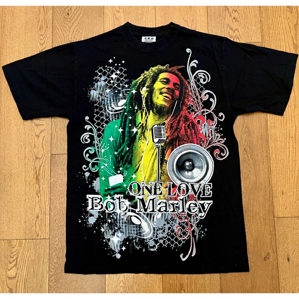 Bob Marley One Love Graphic T-Shirt Mens Large Pro Power Super Heavy Cotton - Picture 1 of 8